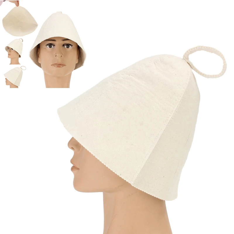 100% Wool Felt,BEST Hot Sale sauna room bath caps in Russia,terry shower cap,microfiber shower cap hat wash 22cm White