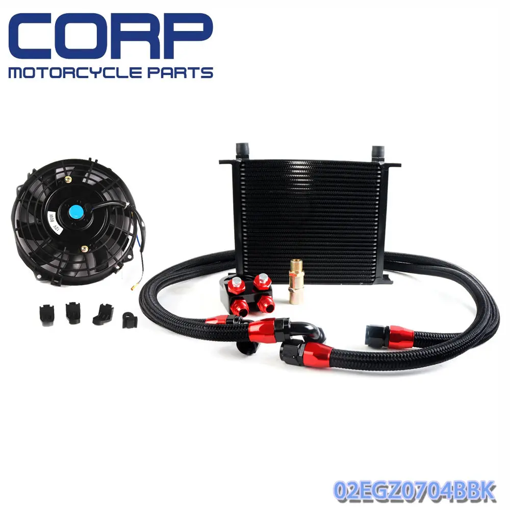 

30 ROW AN-10 AN Universal Engine Oil Cooler Kit + Filter Kit+Electric Fan