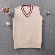 Японская школьная JK форма Свитеры для женщин Мисака Микото Стиль свитер без рукавов жилет для Для женщин Обувь для девочек милые Симпатичные Stripes Knit Tank Top