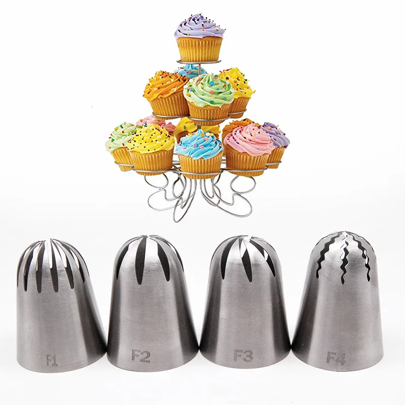 

Large Cake Cream Nozzles Icing Piping Nozzles Pastry Tools Stainless Steel Cupcake Russian Pastry Cream Tips Bakeware