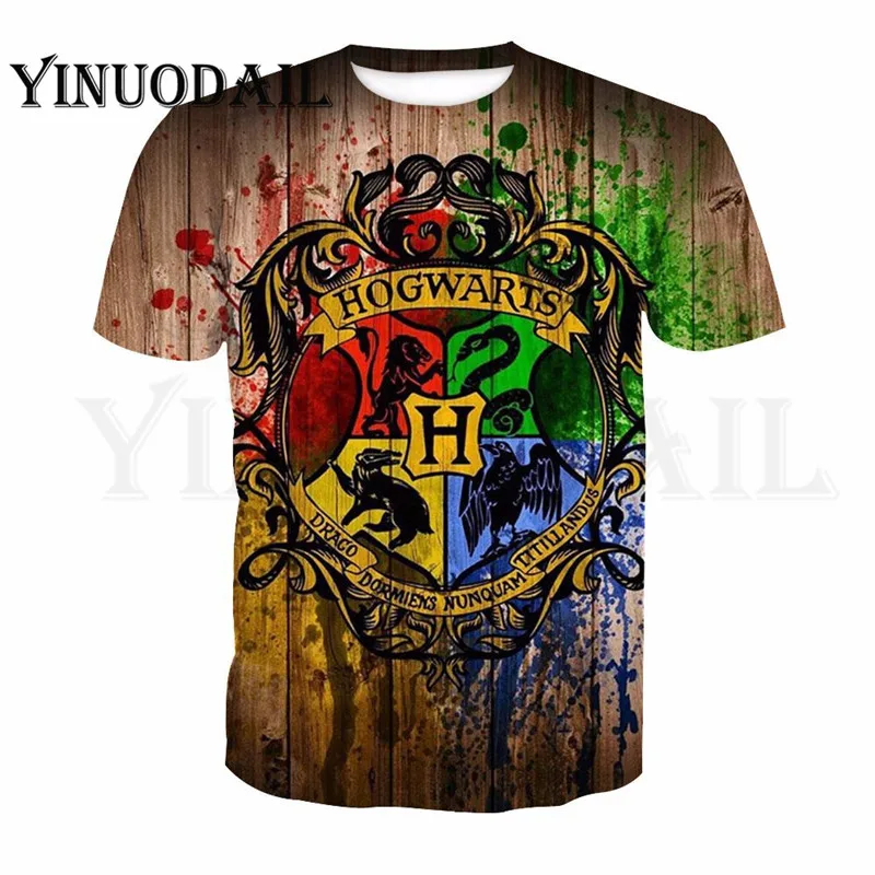 

YINUODAIL Wizardry 3D T-shir Twith Pocket Ravenclaw Gryffindor Shirt for Unisex Costume TshirtMen Harry Harri Poter Fans