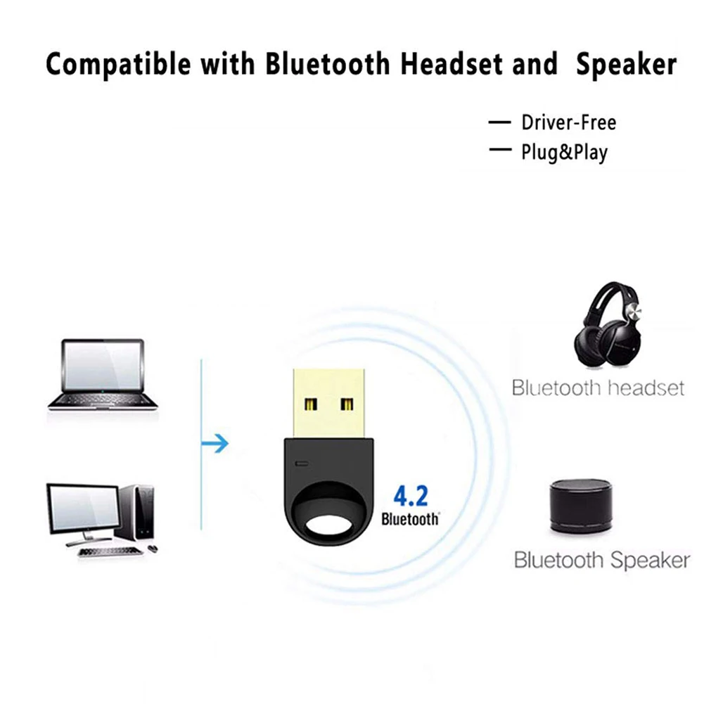 Стерео CSR 4,2 Бесплатный драйвер компьютера мини динамик беспроводной USB ключ портативный Bluetooth адаптер приемник автомобильный передатчик аудио