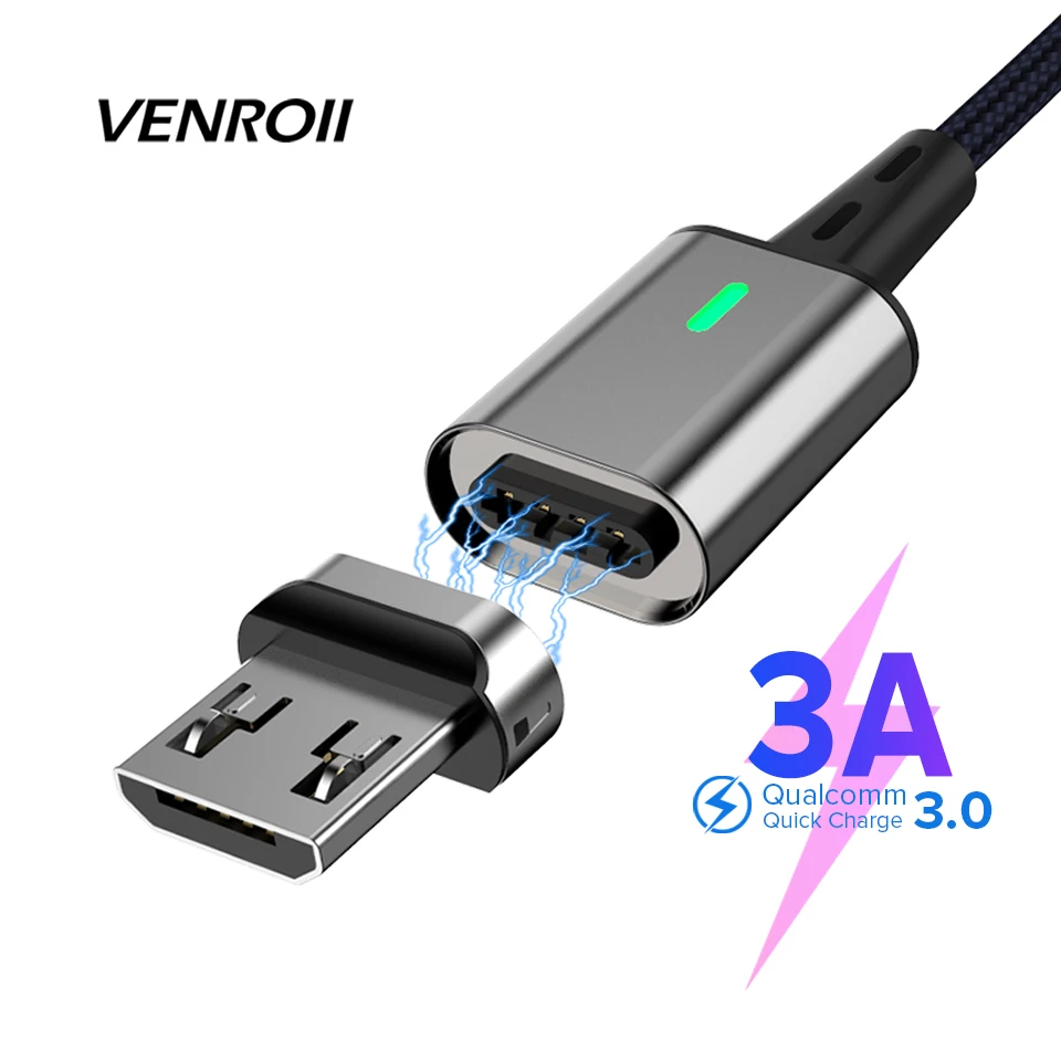 

Venroii 1M Magnetic Phone Charger Cable Quick Micro USB Data Kable Magnet Smartphone Cord for Samsung Xiaomi Redmi Huawei Honor