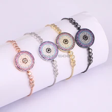 5 шт. zyz176-1425 Мода Круглый глаз Шарм браслет-цепочка для Для женщин Micro Pave CZ Камни Слайд браслет-цепочка Ювелирные изделия