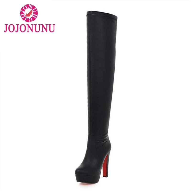 

JOJONUNU Plus Size 33-48 Women Over The Knee High Boots Fashion Zipper Platform High Heels Shoes Women Sexy Winter Warm Boots