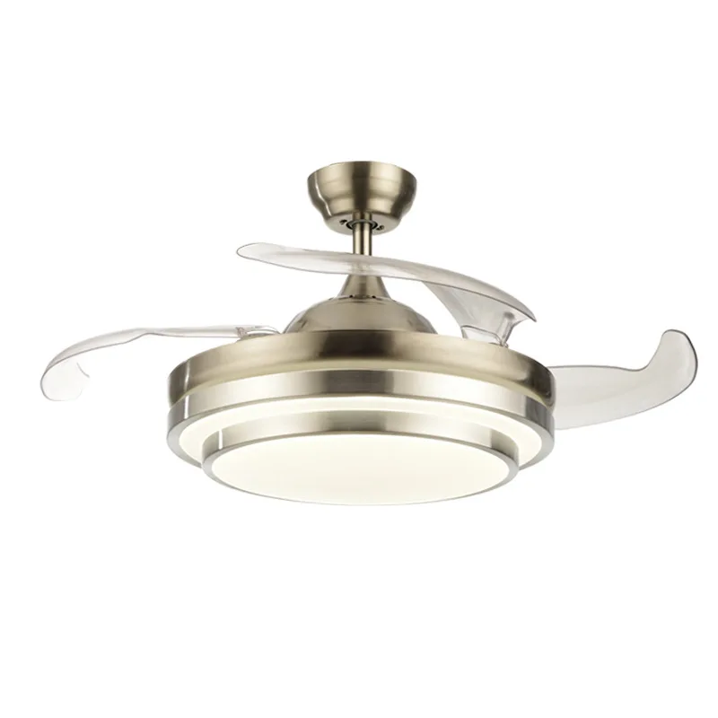 

QUKAU Invisible fan lamp pendant light 42 inch remote conrol light dimmable Hotel room ceiling fan light modern restaurant
