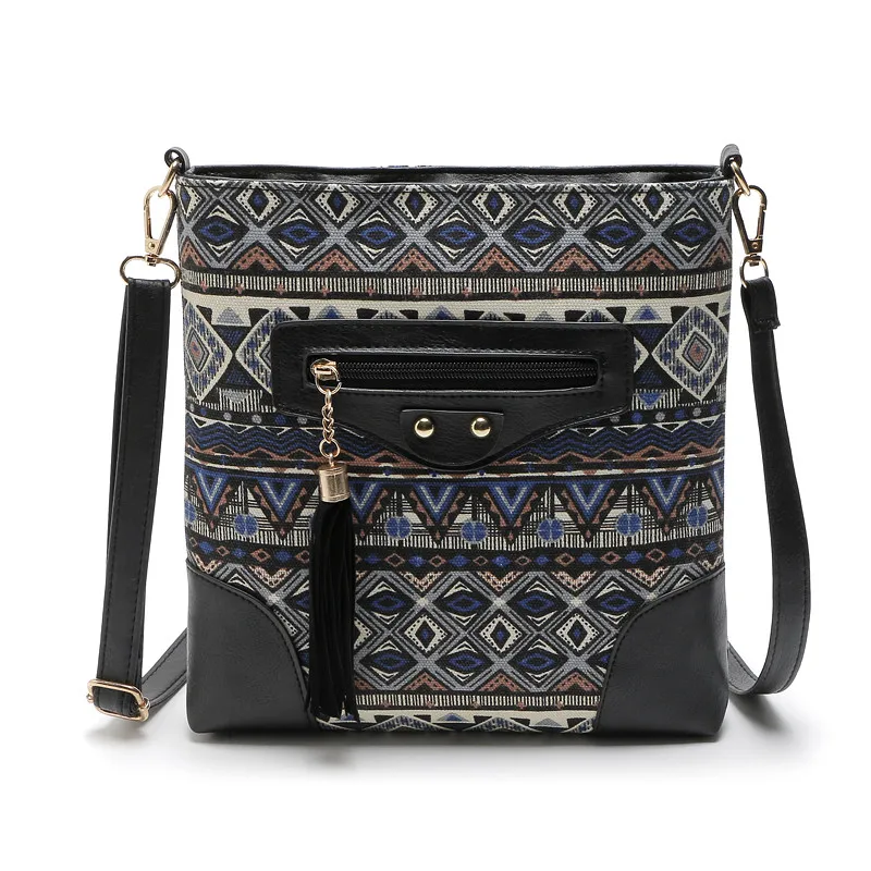 2017 Small Casual Women Messenger Bags Leather Tassel Crossbody Bag Ladies Shoulder Zipper Bag National Handbags