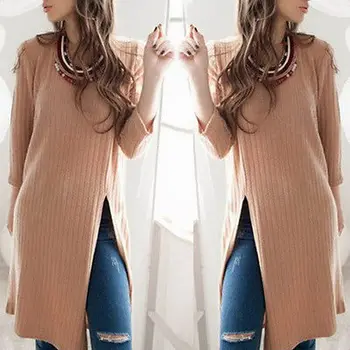 

NEW Arrivals Sexy Women Autumn Winter Long Sleeve Knit Sweater Bodycon Loose Solid Long Sweater