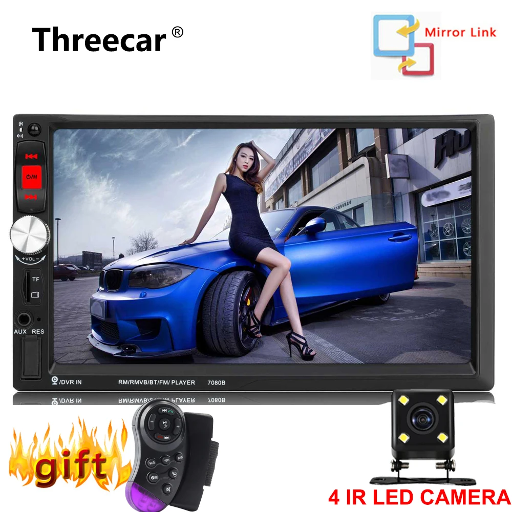 

7'' 1024*600 Touch Screen 7080B Car Radio 2 Din no dvd Auto audio Player Stereo bluetooth USB SD MP3 Rear View Camera autoradio