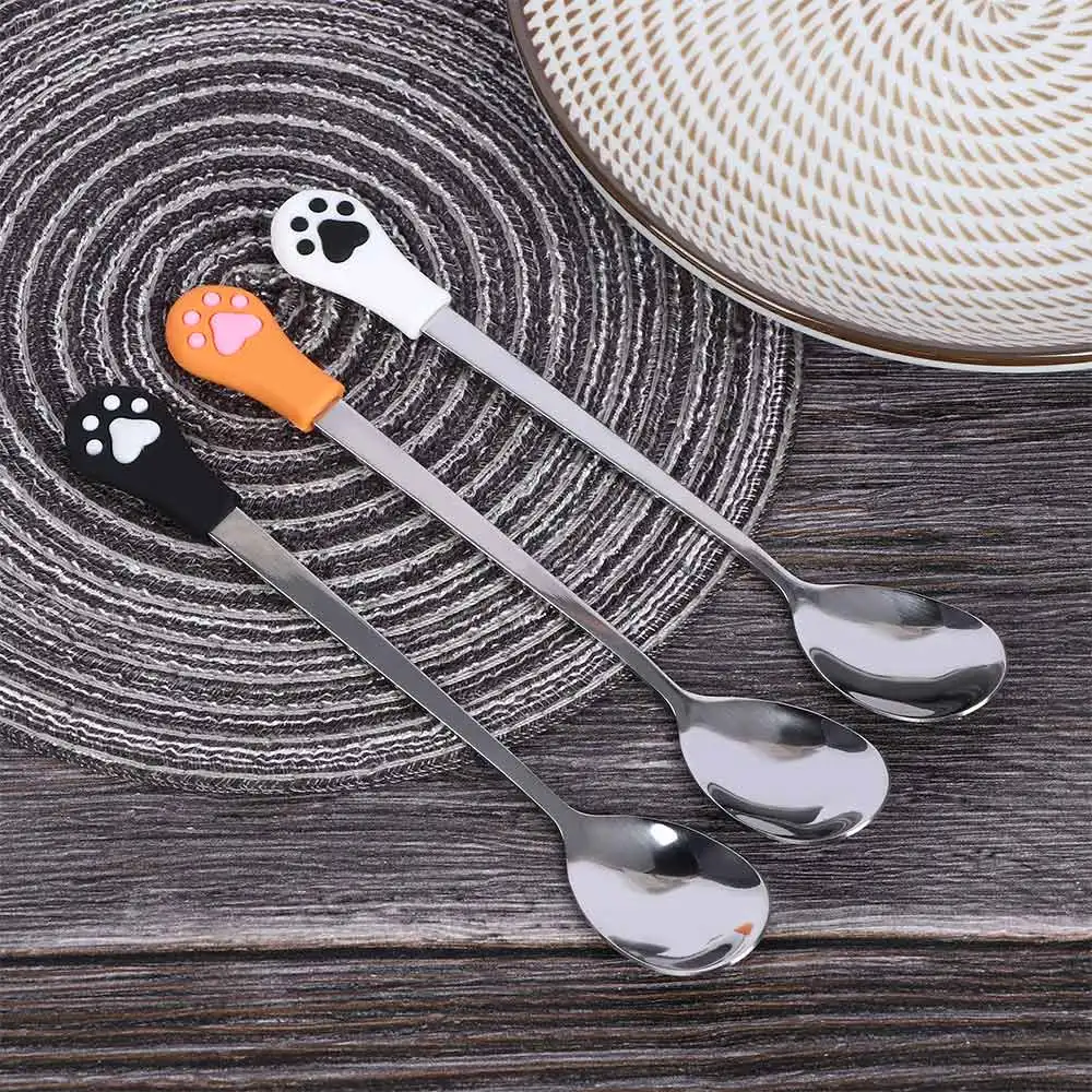 1 Pcs Stainless Steel Cute Cat Claw Coffee Spoons Fruit Fork Dessert Spoon Candy Tea Spoon Cat Drink Tableware Kitchen Supplies