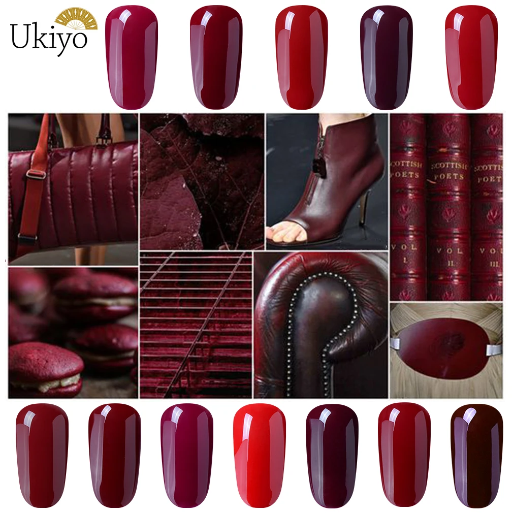 

Ukiyo 10ML Nail Gel Polish Wine Red and Grey Series Gel Varnish Soak Off UV LED Lamp Gel Polish Semi Permanent Nail Art Lacquer