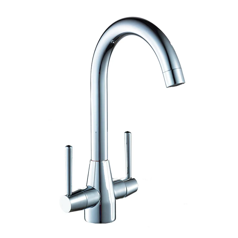 

Copper plating faucet Kitchen faucet double cold and hot water mixing dish basin faucet