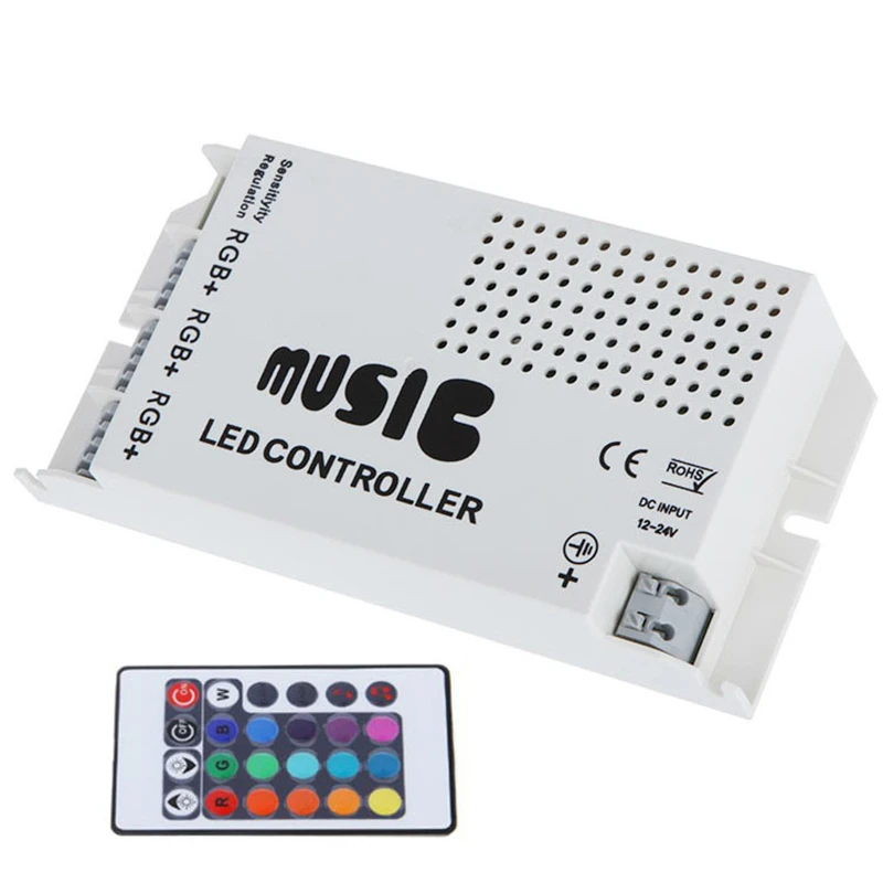 CLAITE 16 отдельных Цвета DC12-24V 24 клавиши ИК Беспроводной звуковой чувствительный музыкальный RGB контроллер для 3528 5050 Светодиодные ленты освещения