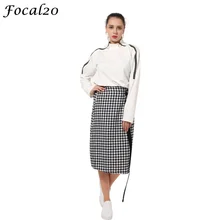 Focal20 Повседневная Осенняя женская футболка большого размера на молнии с длинным рукавом черная футболка Повседневная Свободная футболка Топ