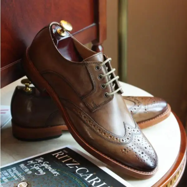 Square Toe Italian Leather Dress Oxfords For Man 2018 Brown Wedding ...