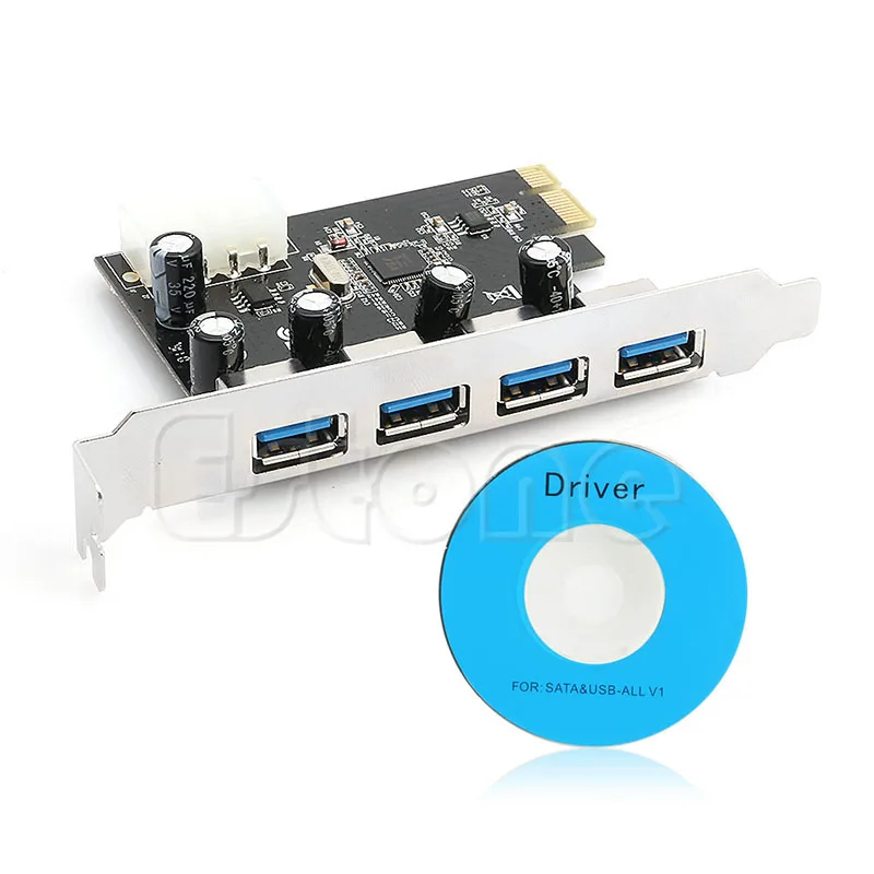 4 Port PCI-E to USB 3.0 HUB PCI Express Expansion Card Adapter 5 Gbps Speed For Desktop Computer Components Brand New