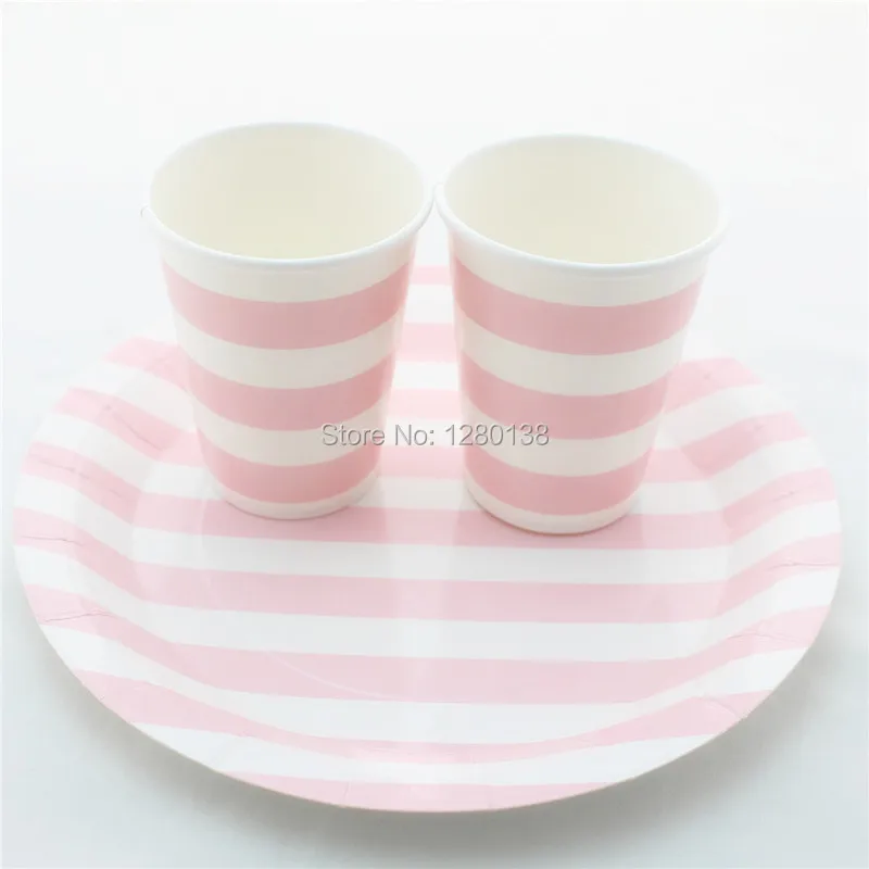 Одноразовые бумажные стаканчики сувенир для свадебной вечеринки декор розовый шеврон Полосатый горошек бумажные тарелки