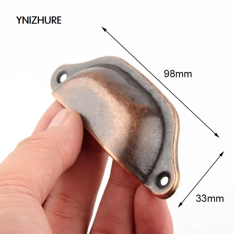 YINZHURE 10pcs 33*98mm Retro metal kitchen drawer door handle furniture knob knob hardware cabinet antique bronze shell handle