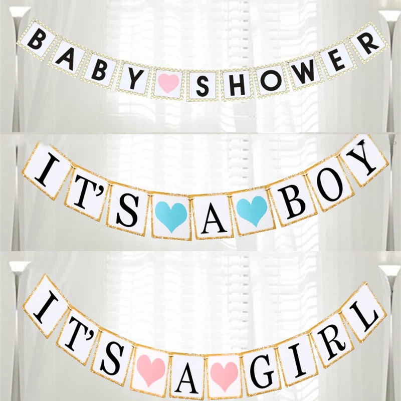 

Fashion 2.4m Paper Letter It's A Boy/Girl Baby Shower Banner Garlands Bunting Photo Props Party Decor