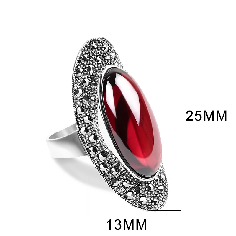 JIASHUNTAI Vintage 925 Sterling Silver Rings For Women Retro Big Wedding Rings Thai Silver Jewelry Female 4 Color