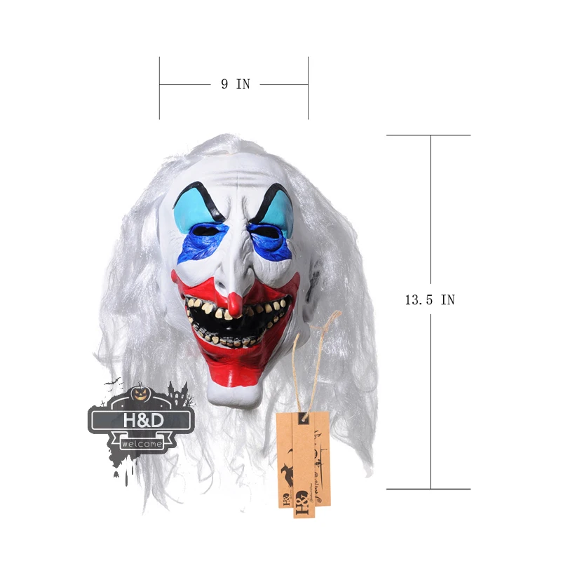 H& D Хэллоуин латекс ужас Клоун Маска с волосами для взрослых, страшный костюм для Хэллоуина вечерние реквизит маски(33 вида клоуна