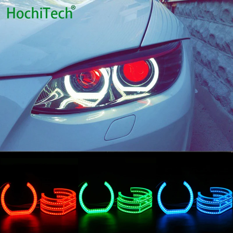 HochiTech 5050 SMD Хлопок многоцветный RGB светодиодный ангельские глазки комплект с пультом дистанционного управления для BMW E46 трансформер подтяжку лица с ксеноном