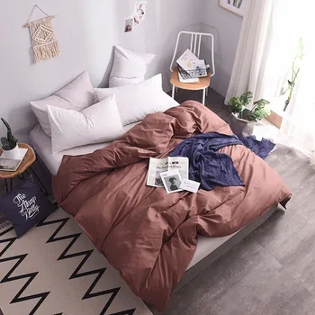 

Solid Color 100% Cotton Coffee Quilt Cover Simple Style Pink Green Gray Bedding Bag Bed Sack 20 Colors for Adults