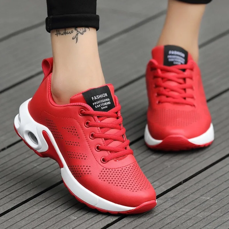 

PU Leather Women Platform Tennis Shoes Waterproof Air Sole Sports Shoes Ladies Sneakers Spring/Autumn Spor Ayakkabi Bayan