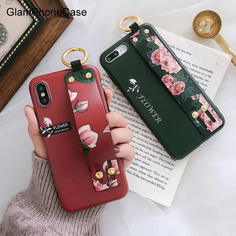 GlamPhoneCase Модный цветочный ремешок для телефона чехол iPhone11ProMAX X XS XR Max11 7 7plus 8 8plus 6/6S