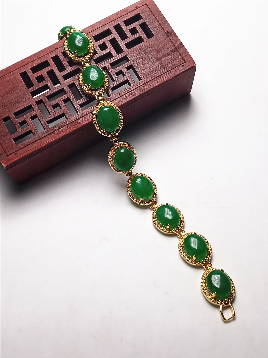 Женский браслет с желтым золотом Koraba 14 k цепочка бусинами из драгоценных