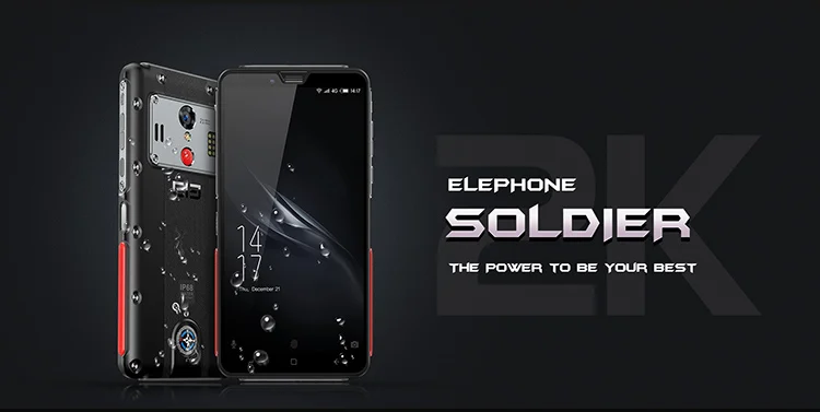 ELEPHONE Soldier 4GB RAM 64GB ROM Helio X25 MTK6797T 2.5GHz Deca Core 5.5 Inch Corning Gorilla Glass 3 2K Screen  Support Side Fingerprint Unlock NFC SOS Gravity Induction Android 8.0 IP68 4G LTE Smartphone