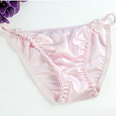 Горячая модные сексуальные nutural шелковые трусики женские стринги t трусы - Цвет: Розовый