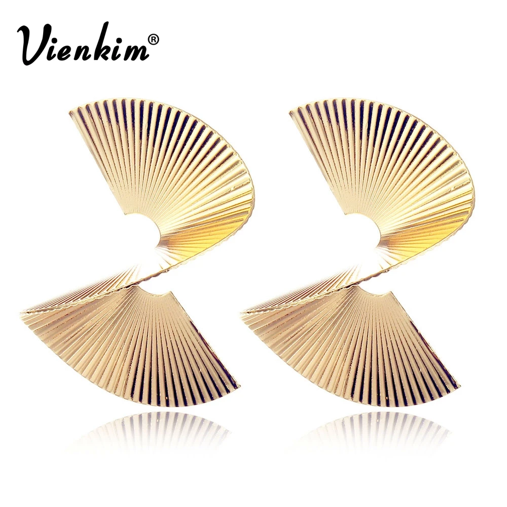 

Vienkim Gold Silver Color Geometric Dangle Earrings For Women Charm Metal Twisted Spiral Exaggeration Earring Statement Jewelry