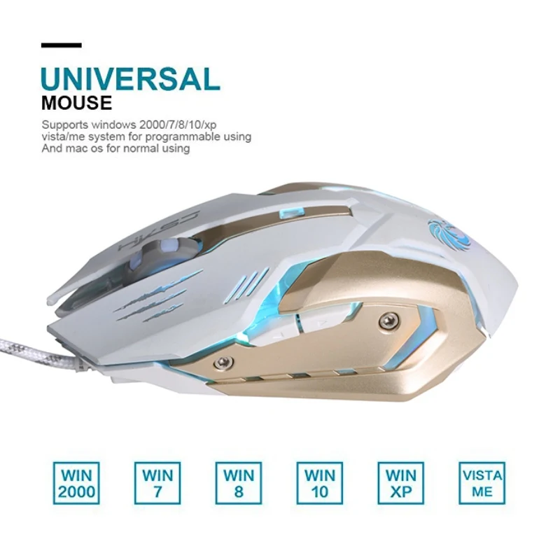 Механическая мышь Профессиональный Проводная игровая Мышь 7 Кнопка 5500 Точек на дюйм светодиодный оптическая USB компьютера Мышь Gamer мыши для