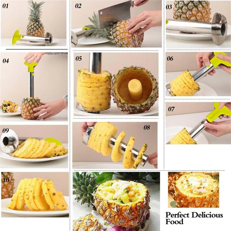 Нержавеющая кухня аксессуары инструменты сталь устройство для чистки ананасов ананаса слайсер для резки фруктов овощерезка. jw