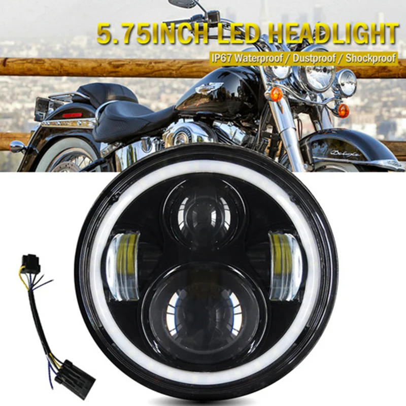 

5.75inch 60W LED Headlight Fog lights For Harley Touring Motorcycle Clear PC Lens 6000K White High Quality Free Shipping