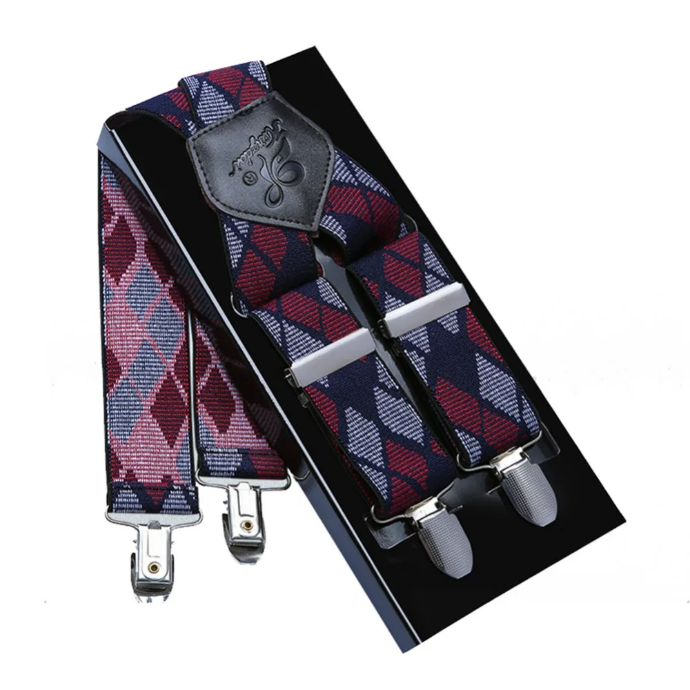 Регулируемая длина кожа Эластичный Назад подтяжки для женщин брюки галстук набор волновой точки в полоску ромбические подтяжки для мужчин