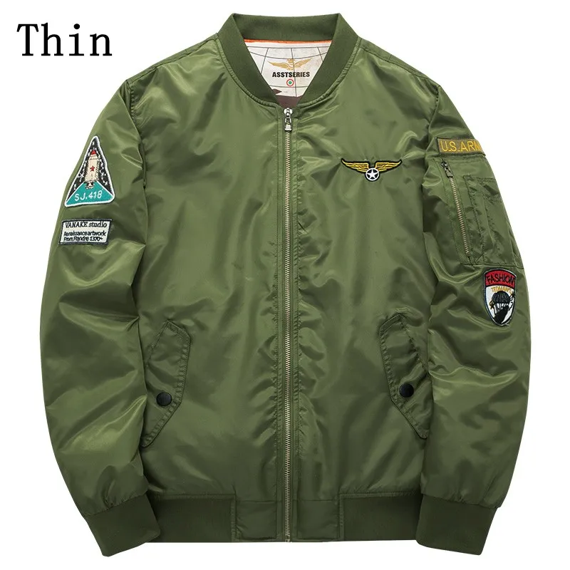 Бренд высокое качество Ma1 толстый зимний Армейский зеленый военный мотоцикл Ma-1 летная куртка пилота Air Force Для мужчин Курточка бомбер