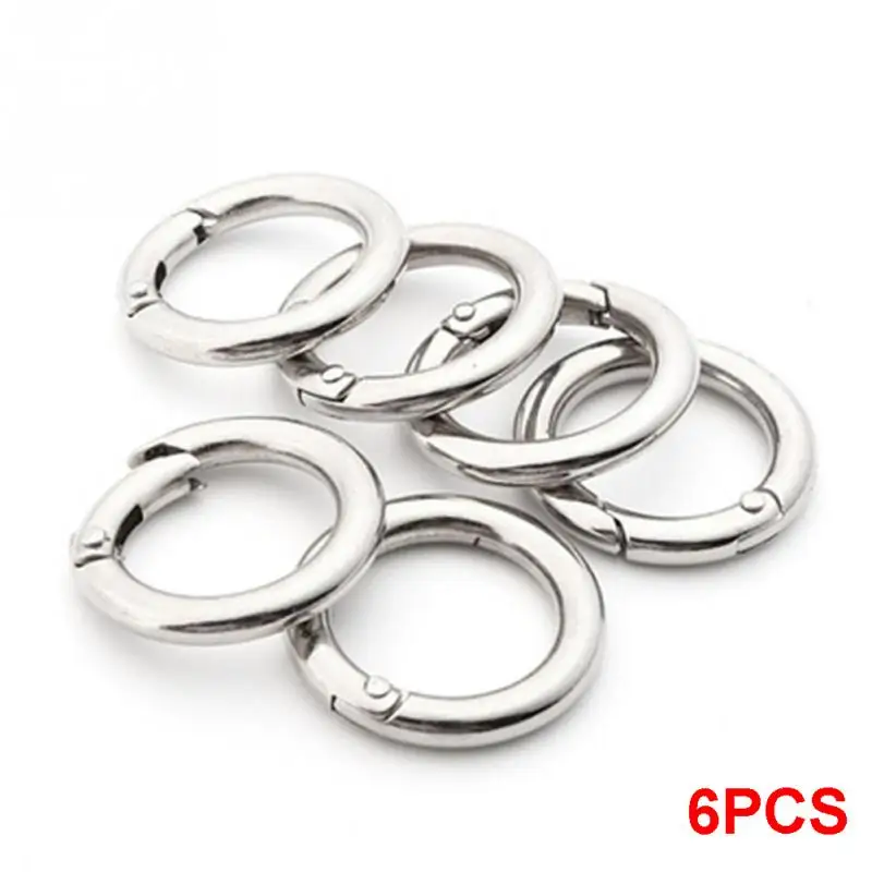 6PCS 25mm Keyring Silver Round Clip Hook Mini Keychain Bag Pendant Hook