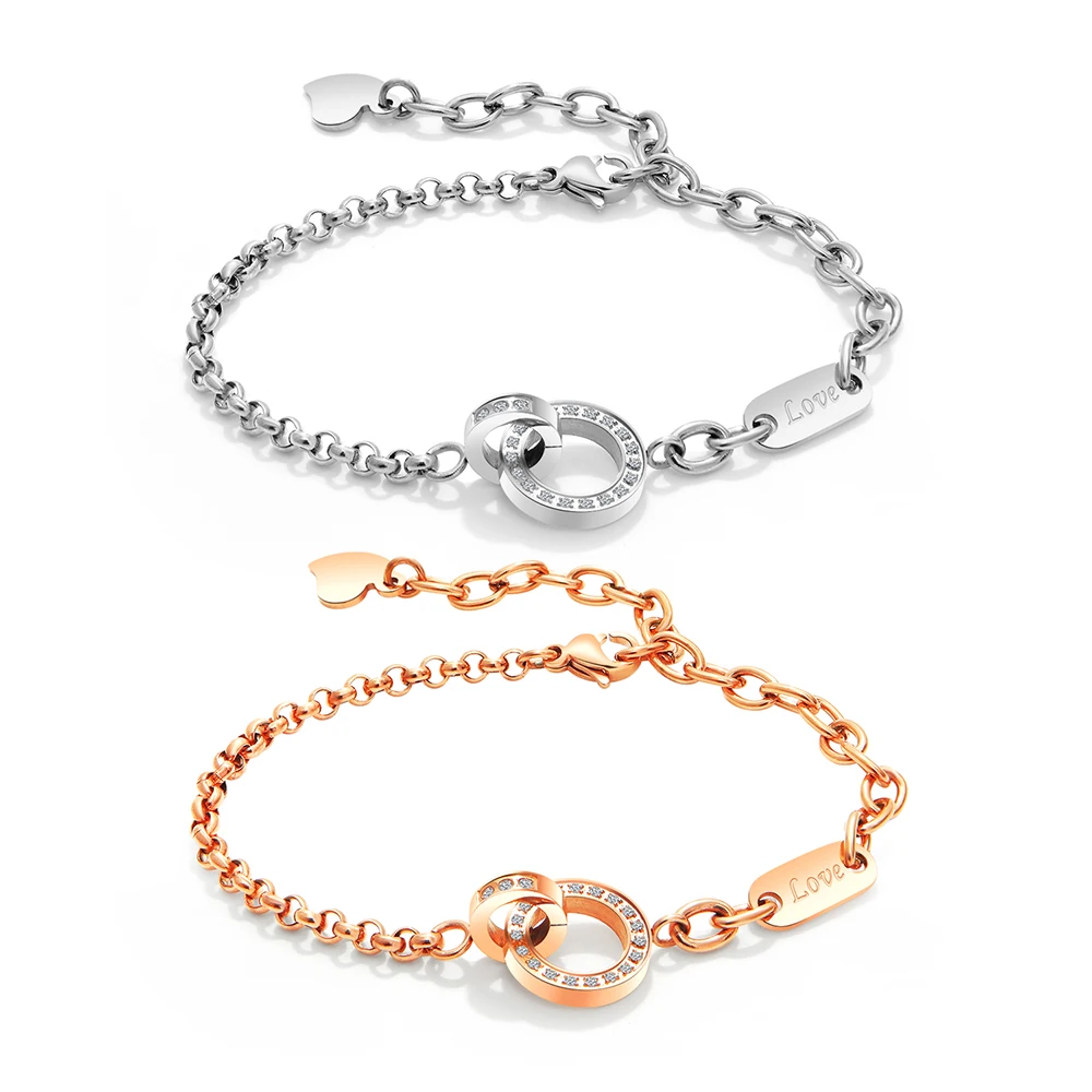 Модный aenine розовое золото Цвет любовь браслет с шармами куб из нержавеющей стали с Цирконом Ювелирные изделия для Для женщин подарок регулируемый браслет OGS933