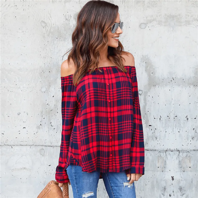 women-s-off-shoulder-long-sleeve-button-down-plaid-shirt