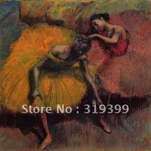 Ручная работа, картина маслом, два танцора в желтом и розовом цвете от edgar degas, DHL, музейное качество