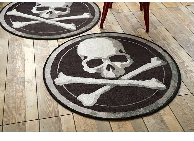 Акриловые бусины в форме черепа круглый ковер тренд личности черный и белый гостиная диван кровать спальня Мода на заказ коврик для комнаты