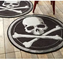Акриловые бусины в форме черепа круглый ковер тренд личности черный и белый гостиная диван кровать спальня Мода на заказ коврик для комнаты