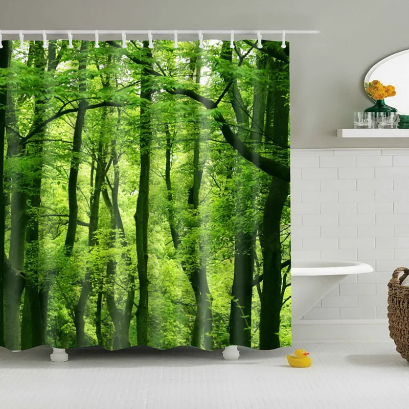 

Hot Sales Butterfly Tree Bathroom Fabric Shower Curtain With 12 Hooks Colorful Tree Pattern Waterproof Fabric Bathroom