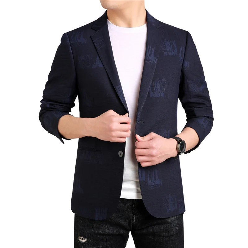 

MarKyi good quality floral print men blazers and jackets 2019 autumn mens slim fit suit jacket