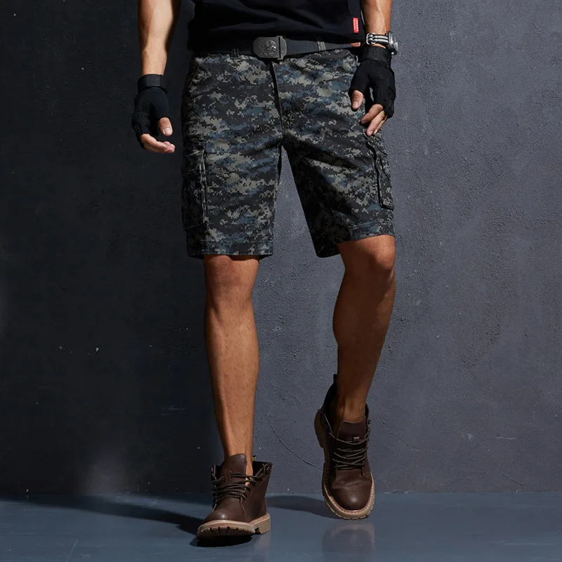 Летние мужские тренировочные камуфляжные тактические мужские шорты Карго для активного отдыха, скалолазания, путешествий, спорта, рыбалки, кемпинга, пляжа, короткие брюки - Цвет: blue