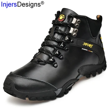 

Plus Size 38-47 Tooling Shoes Men Work Boots Lace-Up Breathable Or Warm Fur Fashion Genuine Leather Outdoor Boots Men High Shoes