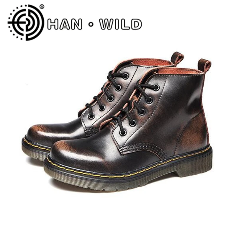 

All Season Genuine Leather Men Martin Boots Winter Warm Snow Boots Fashion Men Lace Up Ankle Boots Motorcycle Boots Quality Shoe
