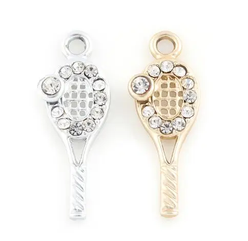 

20PCS/lot 29x11mm (Gold,Silver Color) Tennis Racket Pendant Charms Fit For Glass Magnetic Memory Floating Locket